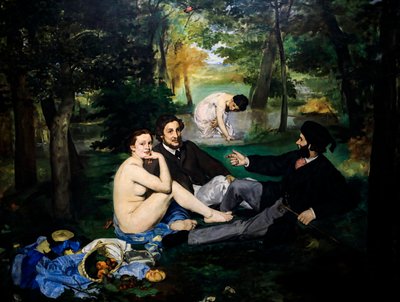 芝生での昼食会も入浴後広場の部分 作： Édouard Manet