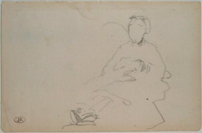 マネ-座る女性のスケッチ（スケッチブックの一葉）1864-1868年頃 作： エドゥアールマネ