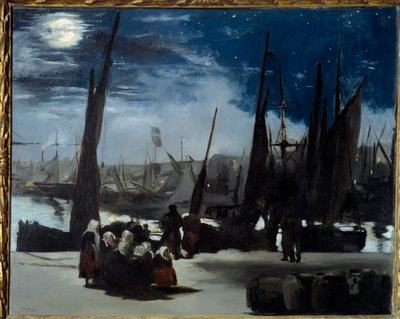 ブーローニュ港の月明かり エドゥアール・マネ（1832-1883）の絵画 1869年 太陽0,82x1,01 m パリ、オルセー美術館 作： Édouard Manet