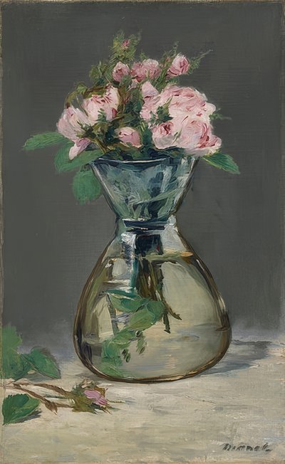 花瓶に苔のバラ。 1882 作： Édouard Manet