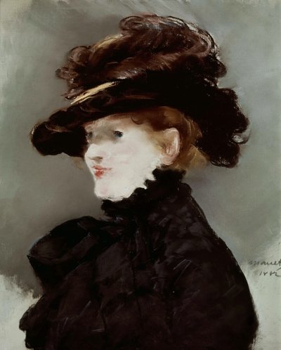 黒い帽子をかぶったメリー ローラン、1882 年。 作： Édouard Manet