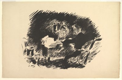 ワンス・アポン・ア・ミッドナイト・ドリー。 エドガー・アラン・ポーによる「大鴉」の挿絵、1875年。 作： Édouard Manet