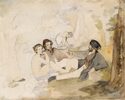 1862年から1863年、芝生の上の木の昼食会でのピクニック。 作： Édouard Manet