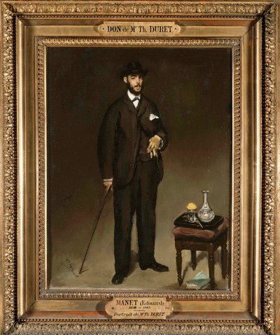 Portrait en pied de Theodore Duret (1838-1927), collector and art criticism エドゥアール・マネ(1832-1883)の絵画 1868 Sun.0.43x0.35 m Paris, musee du petit palais - コレクターで美術評論家のセオドア・デュレ（1838-1927）の全身像。エドによる絵画 作： Édouard Manet