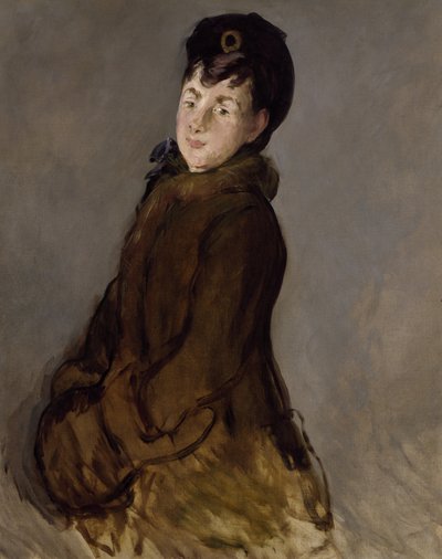 マフのあるイザベル・レモニエの肖像、1879年頃（キャンバスに油彩） 作： Édouard Manet