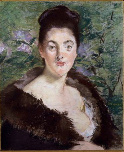 不明の肖像」または「毛皮の女」（油彩・キャンバス 作： Édouard Manet