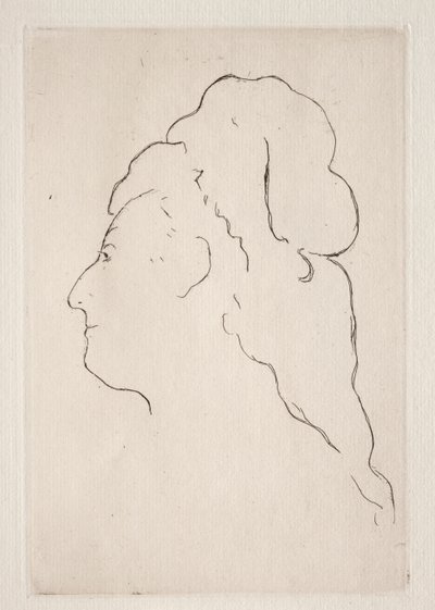 Eva Gonzalesのプロフィールは左を向いています。 1869年。 作： Édouard Manet