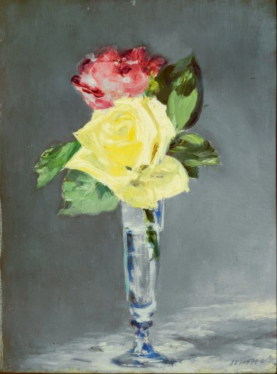 シャンパングラスのバラ 作： Édouard Manet