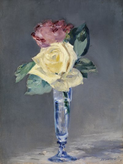 シャンパングラスの中のバラ 1882年頃 油彩・カンヴァス 作： Édouard Manet