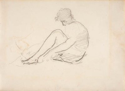 座っている女性 (男性の頭の軽いスケッチ) 作： Édouard Manet