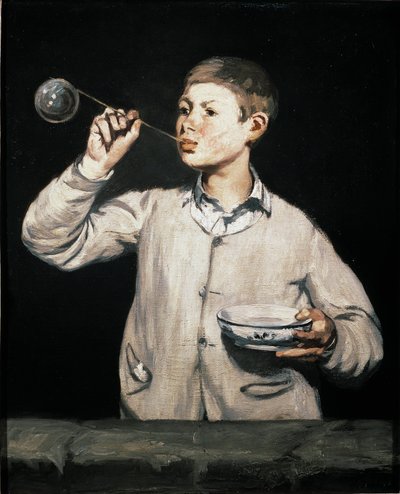 シャボン玉 エドゥアール・マネ（1832-1883）の絵画 1867年 薄暗い。100x81 cm サンパウロ美術館 作： Édouard Manet