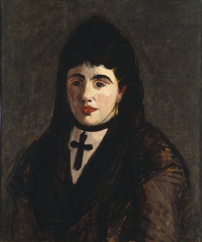 黒十字を身に着けているスペインの女性 作： Édouard Manet