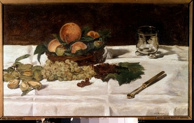 静物、テーブルの上の果物 エドゥアール・マネ（1832-1883）の絵画 1864年 日。0,45x0,73 m パリ、オルセー美術館 作： Édouard Manet