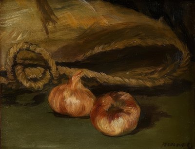袋とニンニクのある静物。 1861-62 作： Édouard Manet