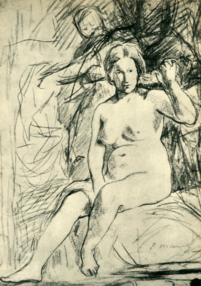 着席ヌードラトワレの研究、1858年〜1860年、1943年。 作： Édouard Manet
