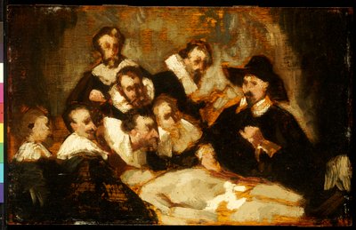 レンブラント後の解剖学レッスン、1856年 作： Édouard Manet