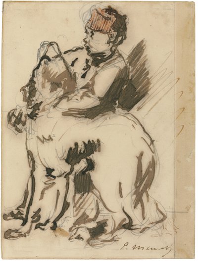 子供と犬 作： Édouard Manet