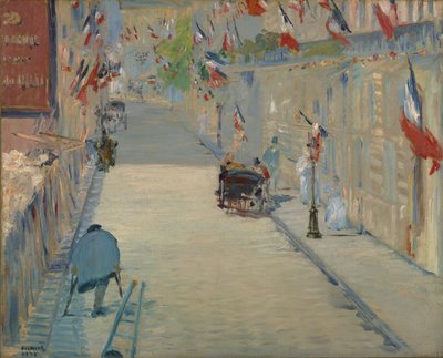 旗のあるモスニエ通り 作： Édouard Manet