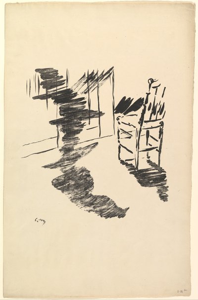 床に浮かぶ影。 エドガー・アラン・ポーによる「大鴉」の挿絵、1875年。 作： Édouard Manet