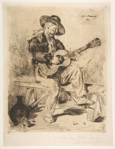 スペインの歌手Le Guitarrero、1861-62。 作： Édouard Manet