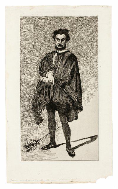 悲劇の俳優（ハムレット役のルーヴィエール） 作： Édouard Manet