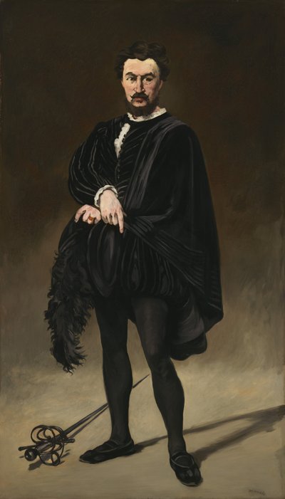 ハムレットとしての悲劇的な俳優ルーヴィエール、1866年。 作： Édouard Manet