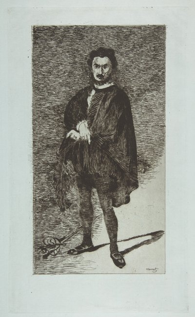 悲劇の俳優：ハムレットの役割におけるルヴィエール、1865-66。 作： Édouard Manet