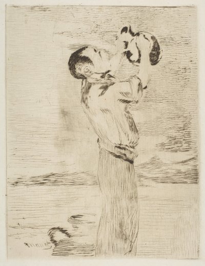 水を飲む人、1870-74年。 作： Édouard Manet