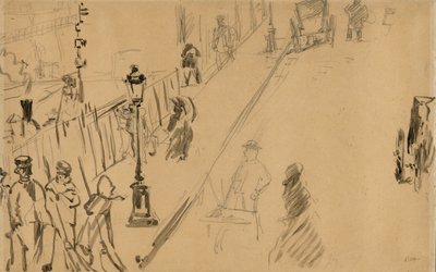 ガス灯のあるモスニエ通り 作： Édouard Manet