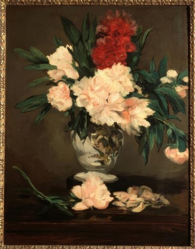 台座に牡丹の花瓶 作： Édouard Manet