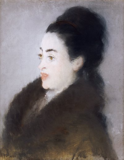毛皮のコートを着た女性、1879年 作： Édouard Manet