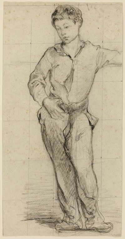 立っている若い男 (レオン・リーンホフ) (直訳); 立っている少年のスケッチ (裏面) 作： Édouard Manet