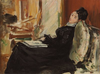 本を持つ若い女性。本を持つ若い女性、1875年頃 作： Édouard Manet