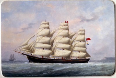 帆船「ウィリアム・ローレンス」 エドゥアール・アダム（1847-1929）の水彩画 1881年 Paris, Musee de la Marine 作： Edouard Marie Adam