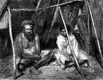 オーストラリア原住民、1886年。 作： Edouard Riou