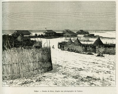 ダカールエドゥアール・シャルトン（1807-1890）の指揮の下、1886年にエミール・ブレローがツアー・デュ・モンド1887年に行った3ヶ月間のバカンス「Voyage a la Plata」の物語を説明するためのリウによるエングレーヴィング。 作： Edouard Riou