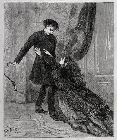 エドモン・ダンテスとメルセデス - アレクサンドル・デュマ(1802-1870)の『モンテ・クリスト伯』(Monte-Cristo)に掲載されたリウのエングレーヴィング。ジュール・ルーフ＆シー社 作： Edouard Riou
