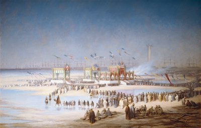 1869 年 11 月 17 日、ポートサイドでのスエズ運河の開通式。 作： Edouard Riou