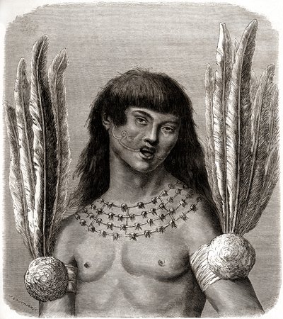 ペルーのティクナ・インディアンの肖像 作： Edouard Riou