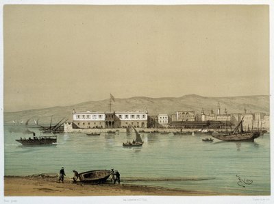 G.ニコルによるスエズ運河の開通式」での運河の眺め。1869 作： Edouard Riou