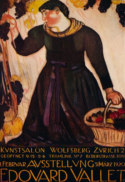 「Edouard Vallet のポスター、チューリッヒのヴォルフスベルグ ギャラリーでの彼の展覧会のために」、1920 年 作： Edouard Vallet