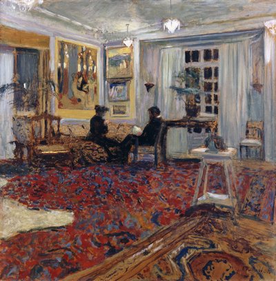Fontainesでチャット：Arthur Fontaine夫妻。フォンテーヌでおしゃべり：ムッシュとマダムアーサーフォンテーヌ、1904 作： Edouard Vuillard
