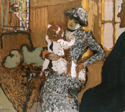 白いエプロンの子供、1909年頃 作： Edouard Vuillard