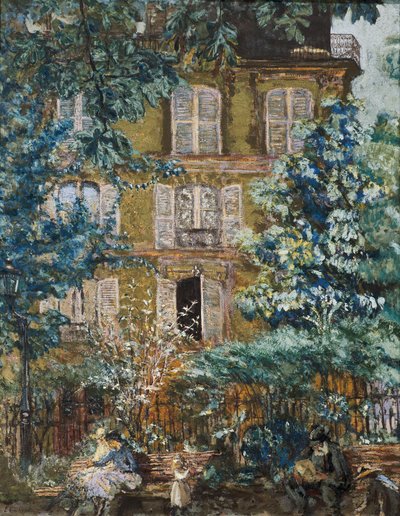 広場の家のファサード（油彩・キャンバス 作： Edouard Vuillard