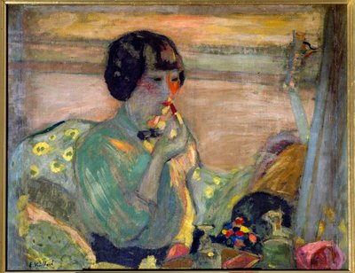 化粧をしたフランスのコメディアン、マルト・メロー（1870-1947） 20世紀パリ、シャンゼリゼ通りの喜劇（油彩・キャンバス 作： Edouard Vuillard