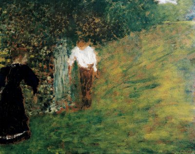 木の近くにいる男性と女性 作： Edouard Vuillard