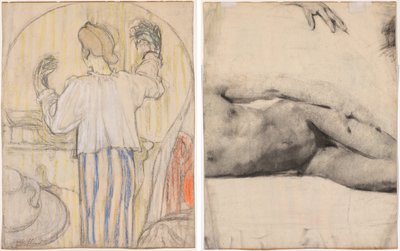 鏡の前で 作： Edouard Vuillard