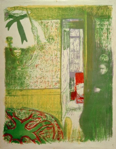 吊り下げランプ付きインテリア 作： Edouard Vuillard