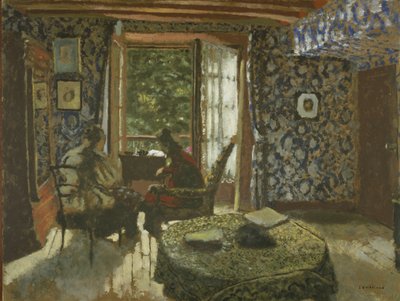 インテリア、1900年～1901年頃（厚紙に油彩 作： Edouard Vuillard