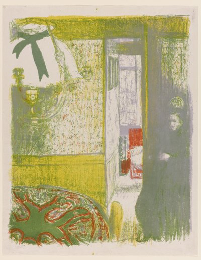 ハンギングランプのあるインテリア、1899年の風景とインテリアのpl。 作： Edouard Vuillard